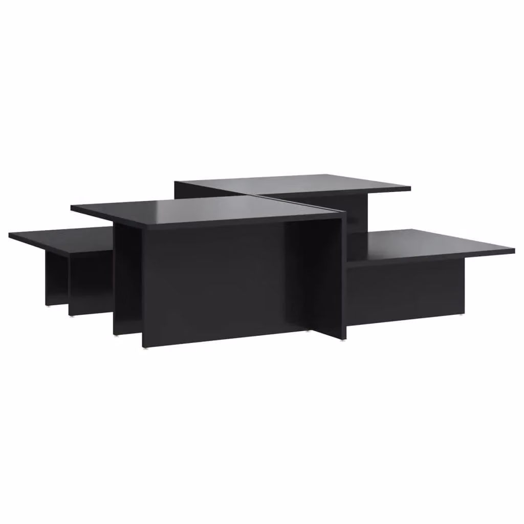 Berkfield Home Set of 2 Modern Black High Gloss Coffee Tables with Nested Tops and MDF Construction – 2