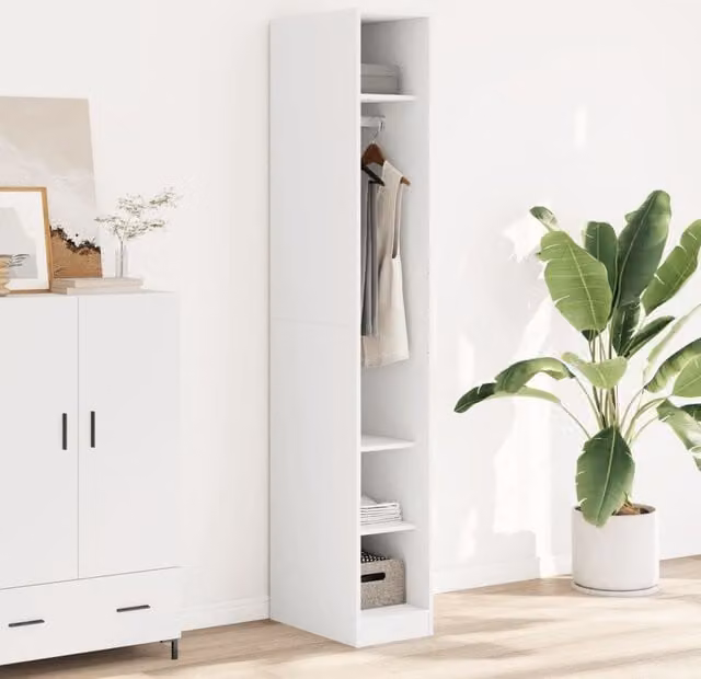 Berkfield Home White Minimalist Wardrobe with Hanging Rod and Internal Shelves, W/D/H: 30 x 50 x 200 cm