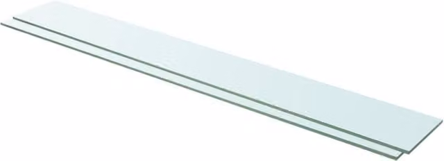 Berkfield Home Set of 2 Clear Glass Wall Mounted Shelves, W: 110 cm, D: 15 cm