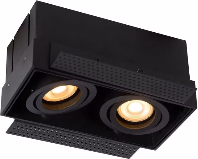 Lucide Trimless Dimmable and Adjustable Recessed Twin Downlight, Black Aluminium, 2xGU10 – 4