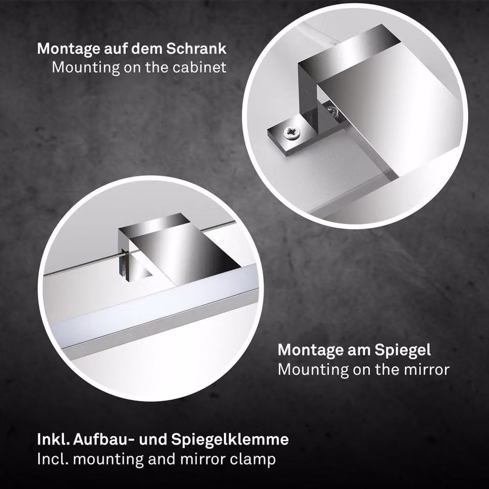 Briloner Chrome Bathroom LED Mirror Light, 10W, 1000lm, IP44, Silver – 4