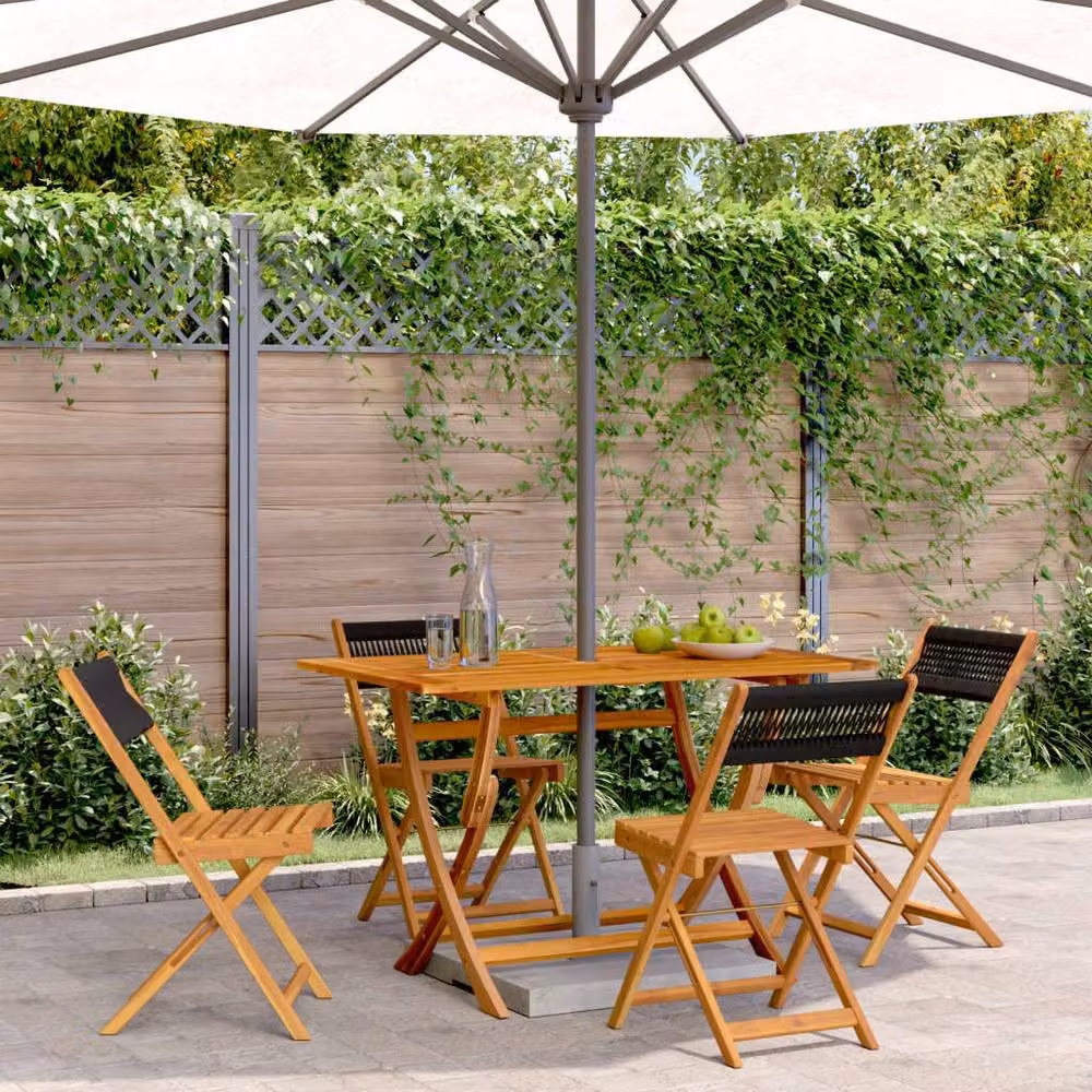 Berkfield Home Beautiful Set of 4 Black Acacia Wood Folding Garden Chairs – 2