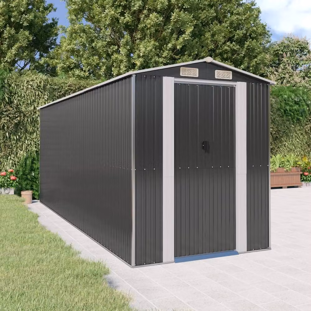 Berkfield Home Anthracite Garden Shed in Galvanised Steel with Sliding Doors, W/D/H: 523 x 192 x 223 cm – 2
