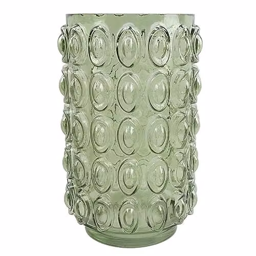 Leaf Retro Green Geometric Glass Bubble Vase, H 30 cm x W 18 cm x D 18 cm