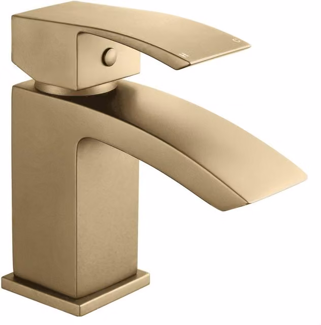 Balterley Single Lever Deck Mounted Mono Basin Tap in Brushed Brass, W/D/H: 18.0 x 5.5 x 13.4 cm