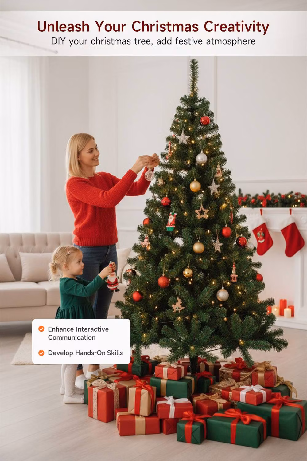 Living and Home 1.8m Artificial Christmas Tree in Green with Foldable Metal Stand – 2