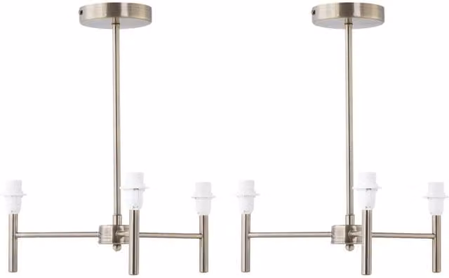 First Choice Lighting Brea Set of 2 Antique Brass 3 Arm Semi Flush Fittings in Gold