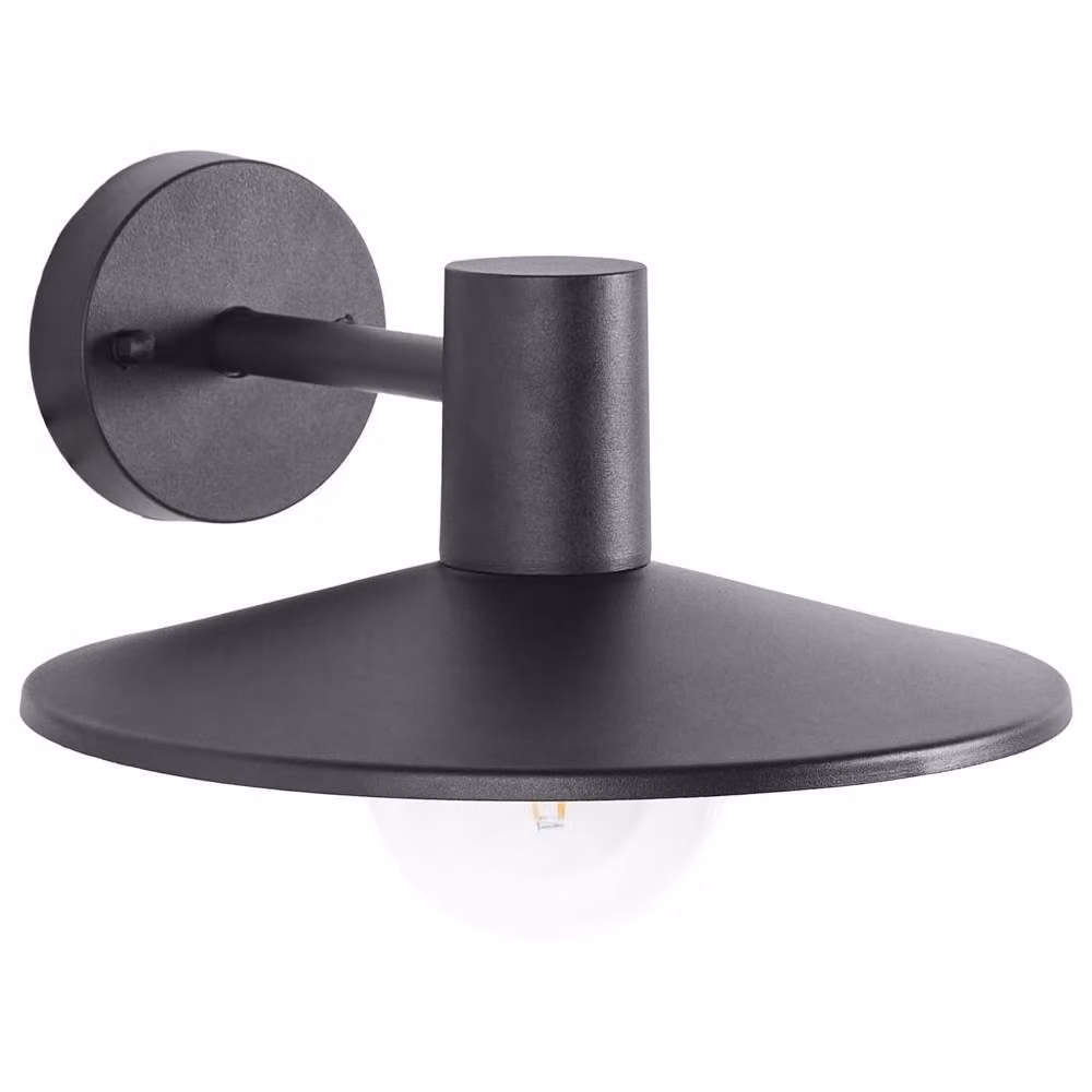 Wyld and Coco Modern Round Outdoor Wall Light in Matte Black Aluminium and Glass for Garden and Terrace, W/D/H: 20 x 20 x 30 cm – 2
