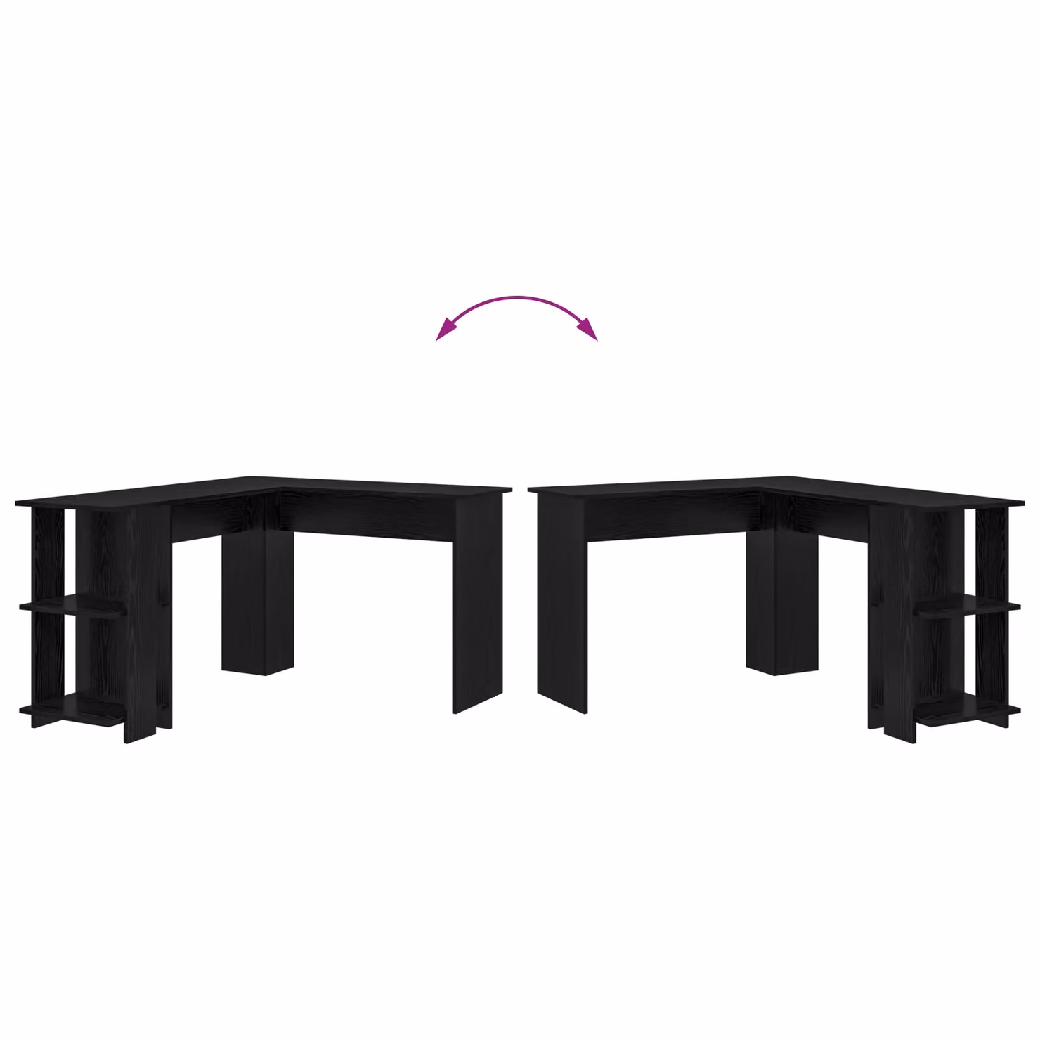 Berkfield Home Black Oak Corner Desk with Storage Shelf in Black – 5
