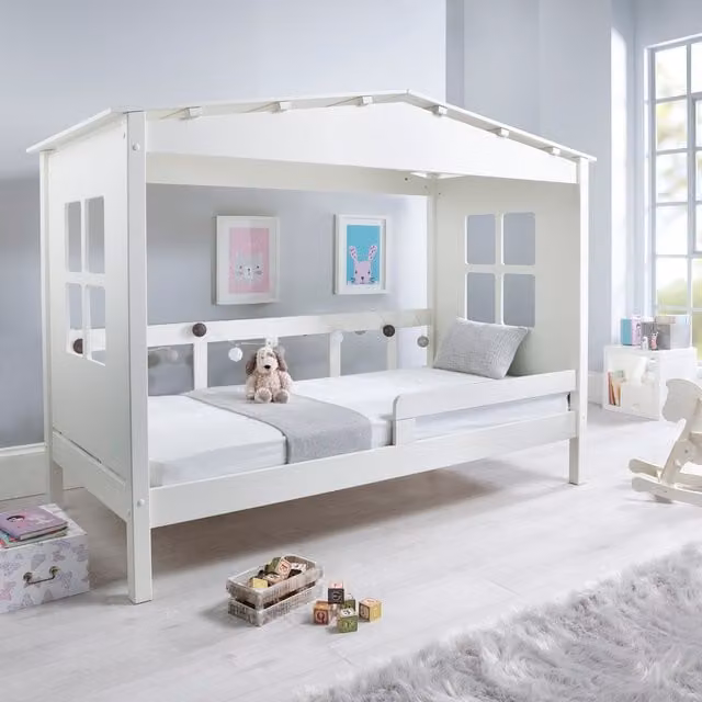 Bedmaster Mento White Wooden Treehouse Bed with Orthopaedic Spring Mattress