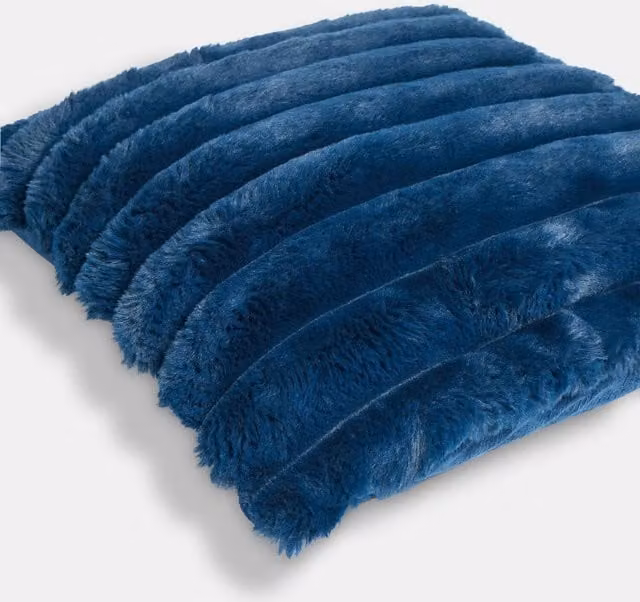 OHS Jumbo Faux Fur Rib Cushion Covers in Navy Blue