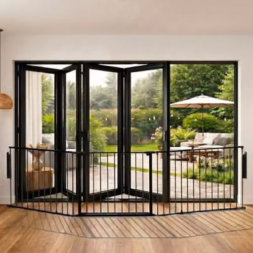 Safetots Premium Multi Panel Room Divider with Swing Door, Black, Width: 370 cm, Height: 70 cm – 2