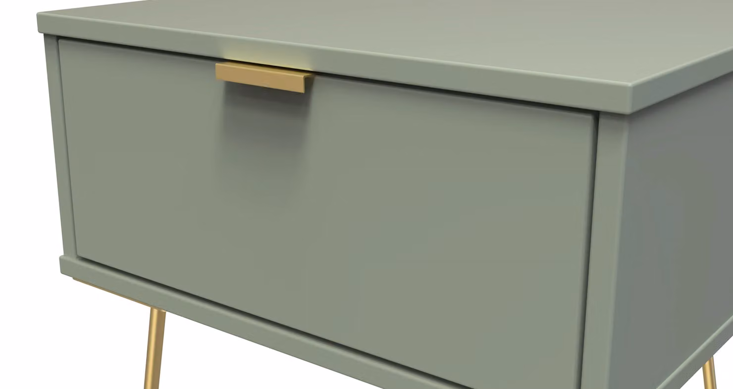 Ready Assembled 2 U Fuji 1 Drawer Bedside Table in Pale Green and Gold – 3