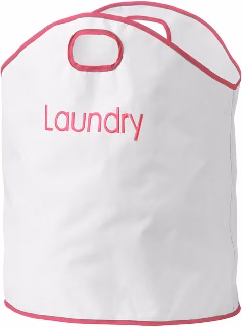 Orsina Collapsible Fabric Laundry Bag in White and Hot Pink