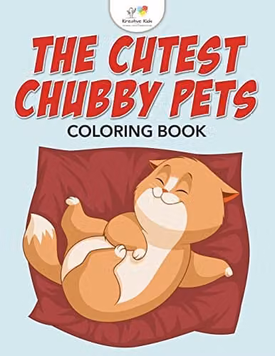 Kreative Kids The Cutest Chubby Pets Colouring Book for Children, Multicolour, W: 27.94 cm, H: 27.94 cm