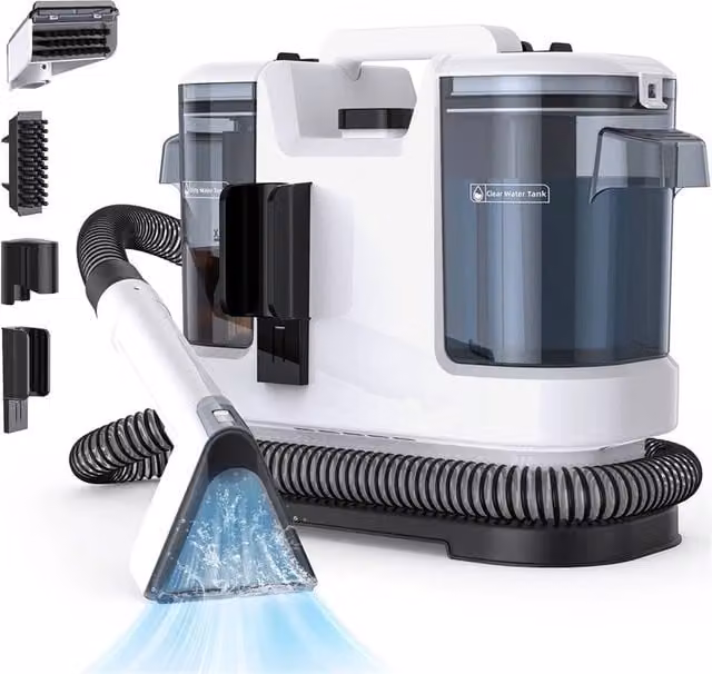 KORVIXA Portable Handheld Spot Carpet and Upholstery Cleaner, 13500Pa, White, W: 40 cm, D: 50 cm, H: 40 cm