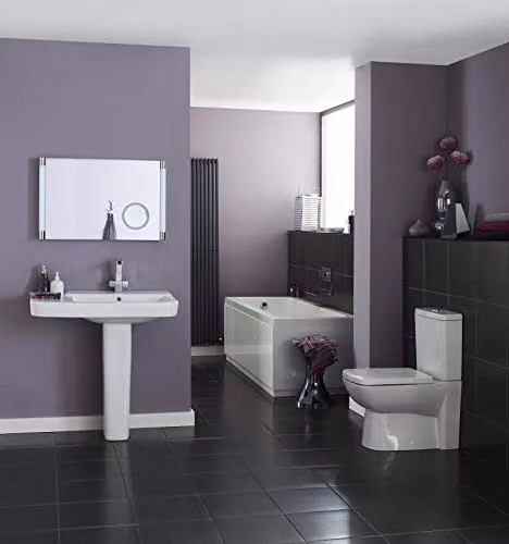 Nuie NBA614 Barmby Modern Single Ended Round Bathroom Bath, White, W/D/H: 1800 x 800 x 380 mm – 3