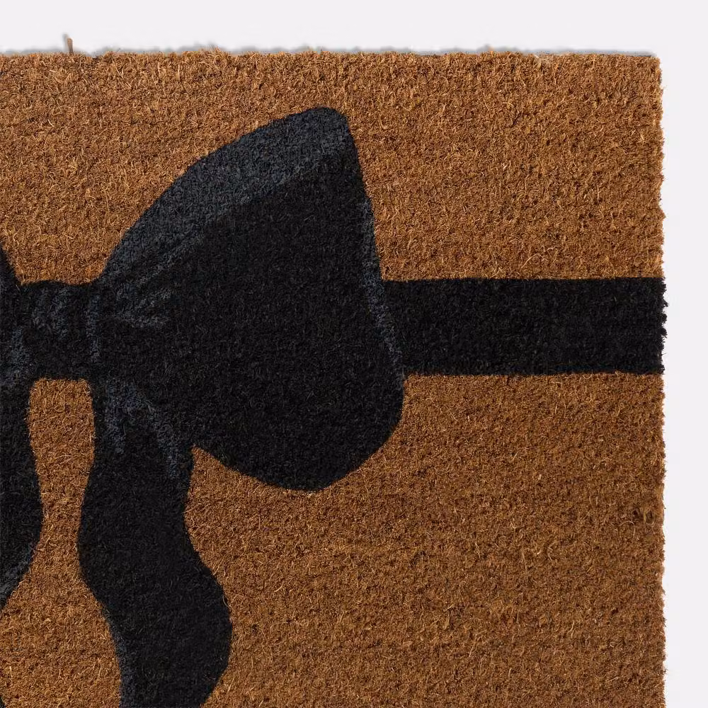 OHS Bow Print Non-Slip Coir Doormat in Black and Brown, W/D: 60 x 40 cm – 4