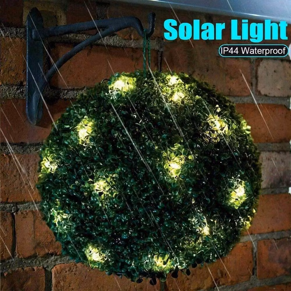 Kelvenix Solar Powered Warm White Topiary Ball Garden Lights in Green and White – 2