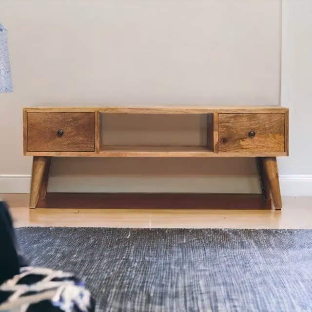Artisan Furniture Modern Square Mango Wood Coffee Table in Brown