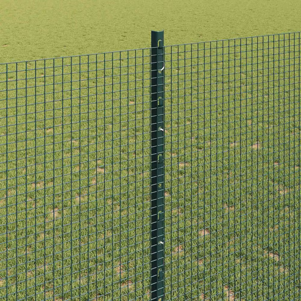 Berkfield Home Green Powder-Coated Steel Welded Wire Fence with 5 U-Profile Posts, W: 10 m, H: 1.4 m – 3