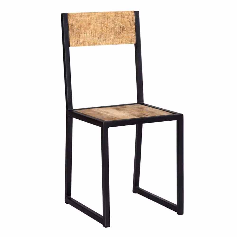Wyld Haus Set of 2 Industrial Mango Wood and Metal Dining Chairs in Brown and Black – 3