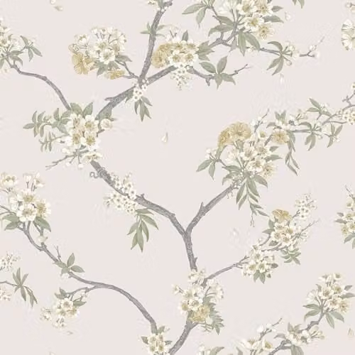 Holden Decor Botany Cherry Blossom Oriental Chinoiserie Floral Wallpaper in Yellow and Cream