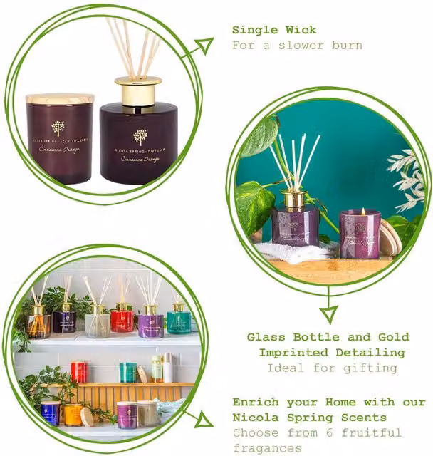 Nicola Spring Scented Candle and Reed Diffuser Set in Purple