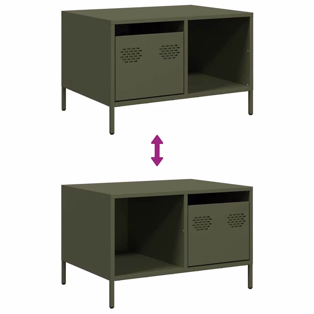 Berkfield Home Industrial Metal Coffee Table in Matt Olive Green, W: 68.5 cm, D: 50 cm, H: 43.5 cm – 6