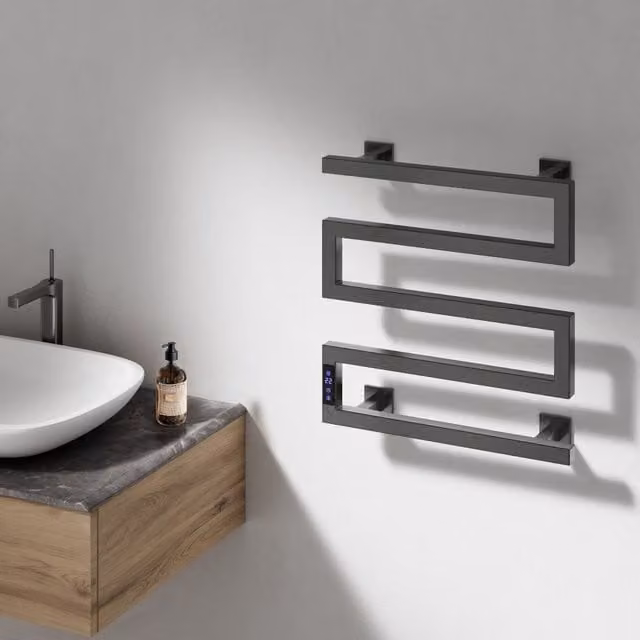 AQUARIUS DigiTherm Vispa Dry Electric Radiator with LCD Display, Grey, W: 51 cm, H: 50 cm – 1