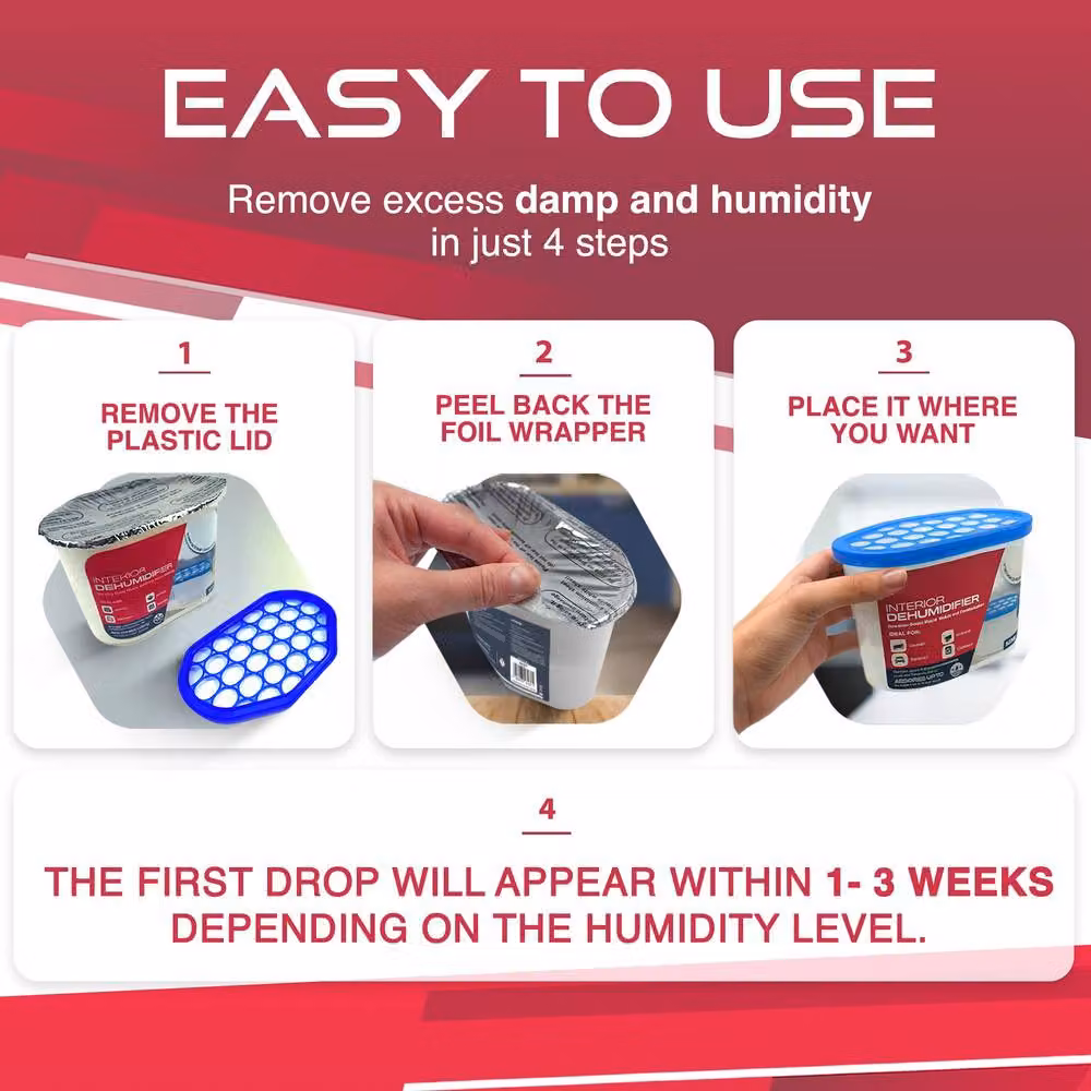 Haltons Moisture Absorber Dehumidifier Condensation Remover, White, 5 x 500ml – 5