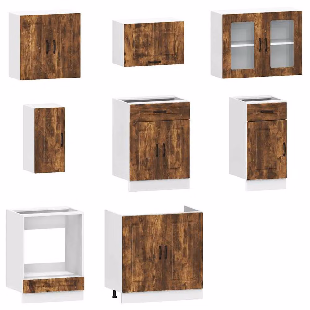 Berkfield Home Kalmar 8 Piece Kitchen Cabinet Set in Smoked Oak Brown Engineered Wood – 3
