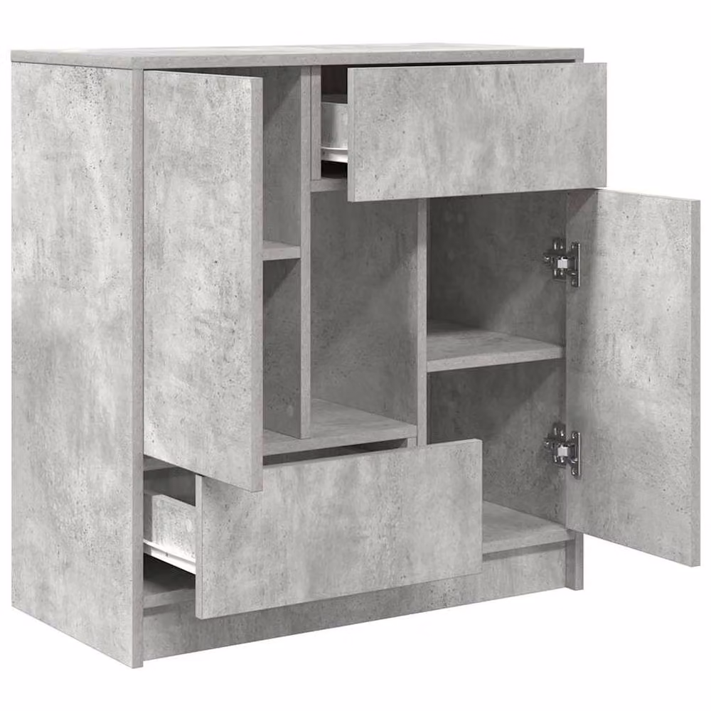 Berkfield Home Modern Sideboard with Drawers and Doors in Matt Concrete Grey, W/D/H: 70.5 x 34 x 74.5 cm – 2