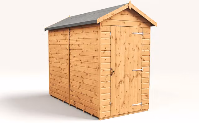 Empire Sheds Empire 4x8 Modular Apex Wood Garden Shed with Single Door, Brown