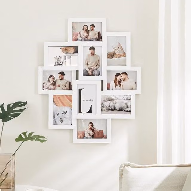 SONGMICS Wall Photo Gallery Display Set in White, 10x15 cm