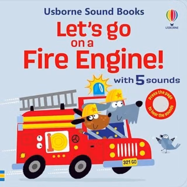 Sam Taplin Let's Go on a Fire Engine Board Book in White and Multicolour