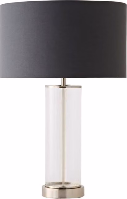 Calin Chrome Rib Glass Table Lamp in Charcoal Chrome and Silver
