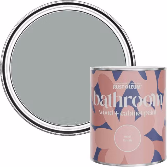 Rust-Oleum Moisture Resistant Bathroom Wood and Cabinet Paint in Matt Finish, Grey, 0.75 l