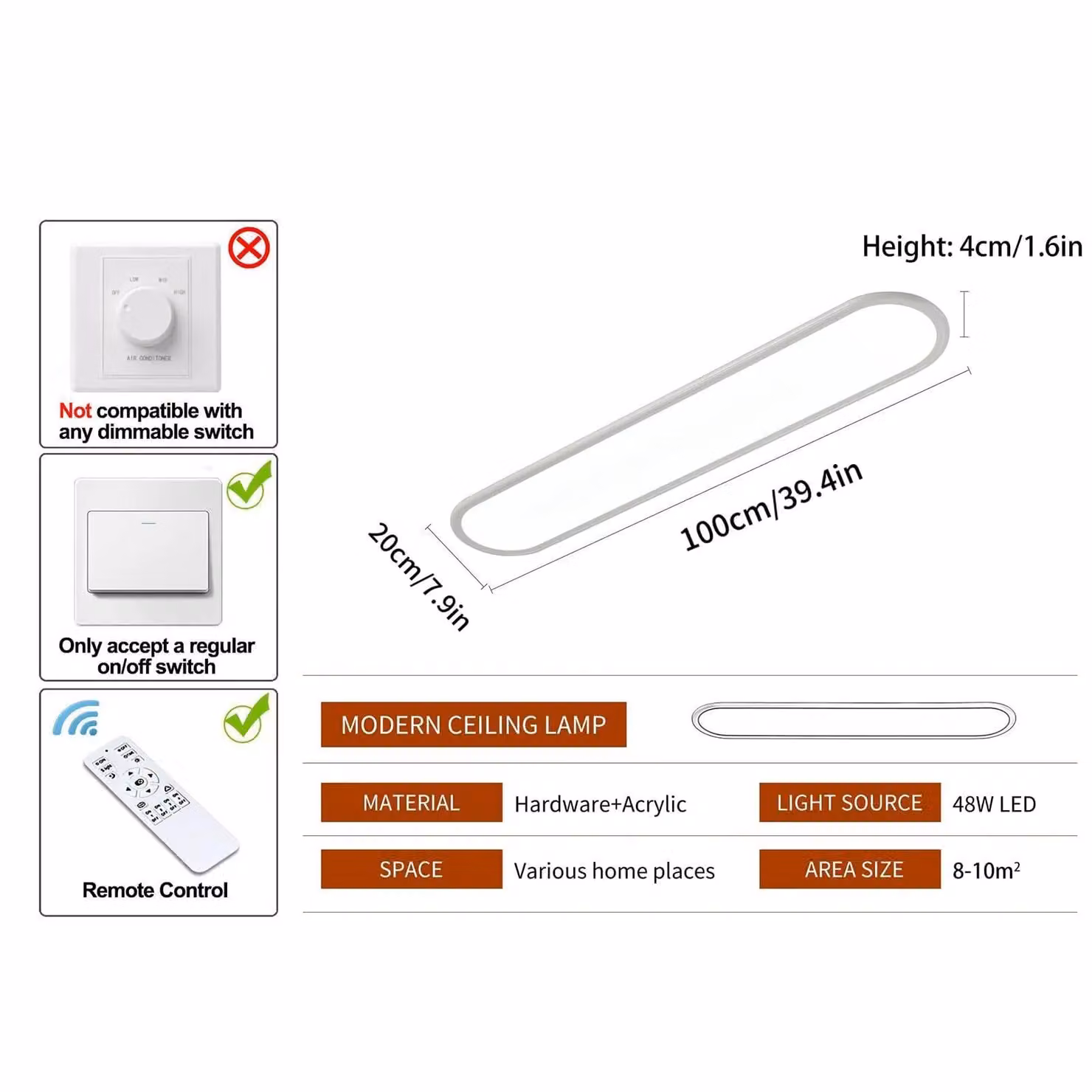 Garwarm Warm White 48W Dimmable LED Ceiling Light – 3