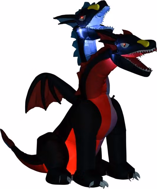 HOMCOM Multicolour Inflatable Two-Headed Dragon with LED Lights – 1