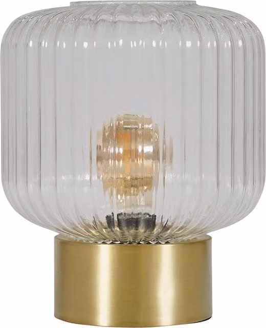 ValueLights Patterson Bedside Table Lamp in Gold/Brass with Transparent Glass Shade