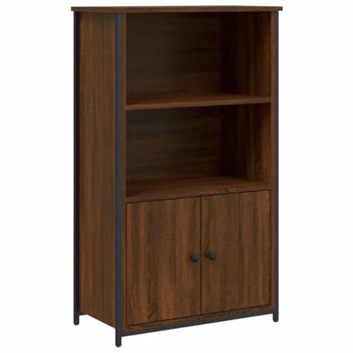 vidaXL Modern Highboard in Brown Oak with Hinged Doors and Internal Shelves, W/D/H: 62 x 32 x 103.5 cm