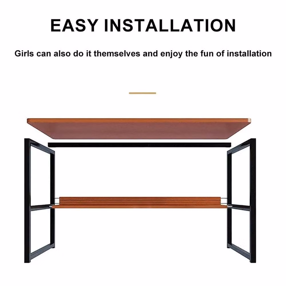 VOGREX Brown Home Office Computer Desk with Shelf and Industrial Design – 3