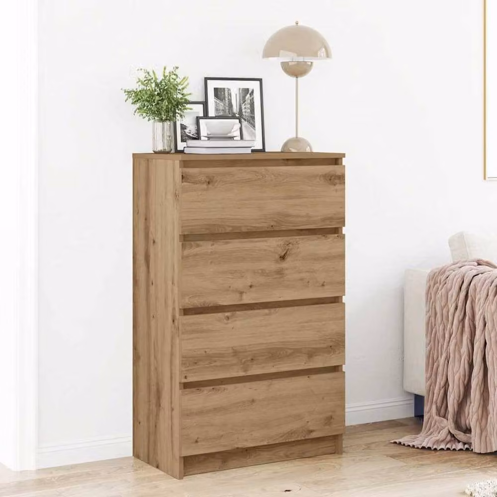 Berkfield Home Artisan Oak Sideboard in Brown, W/D/H: 60 x 35 x 98.5 cm – 1