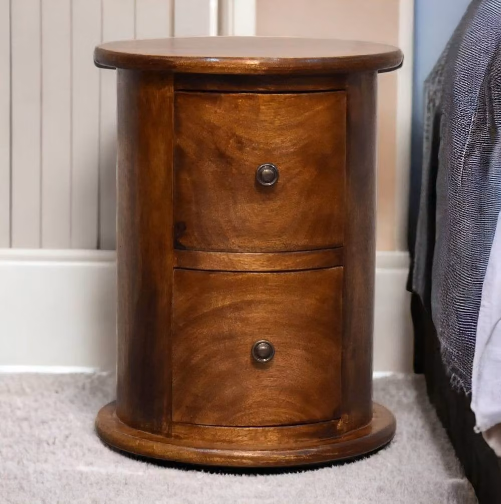 STILVORA Mini Chest of Drawers with 2 Drawers in Brown Glossy Wood – 2