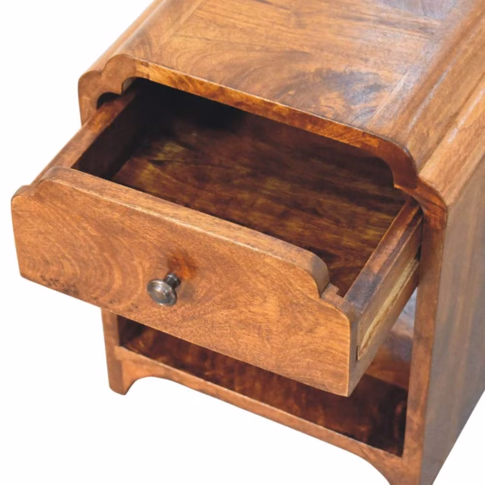 Wyld Haus Paris Mango Wood Bedside Table with Drawer and Shelf in Brown, W/D/H: 40 x 30 x 30 cm – 5