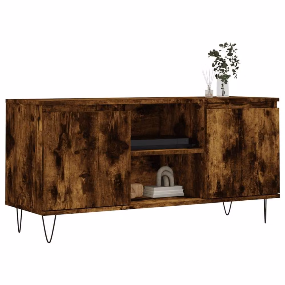 Berkfield Home Smoked Oak TV Cabinet in Brown, W/D/H: 104 x 35 x 50 cm – 3