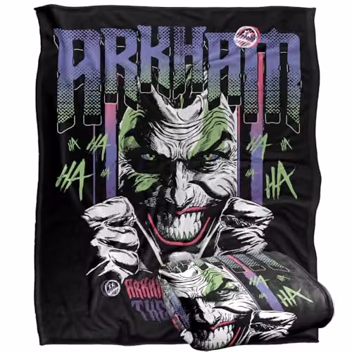 LOGOVISION Batman Joker Arkham Haha Super Soft Silky Touch Fleece Throw Blanket, Multicolour, W: 152.4 cm x D: 127 cm