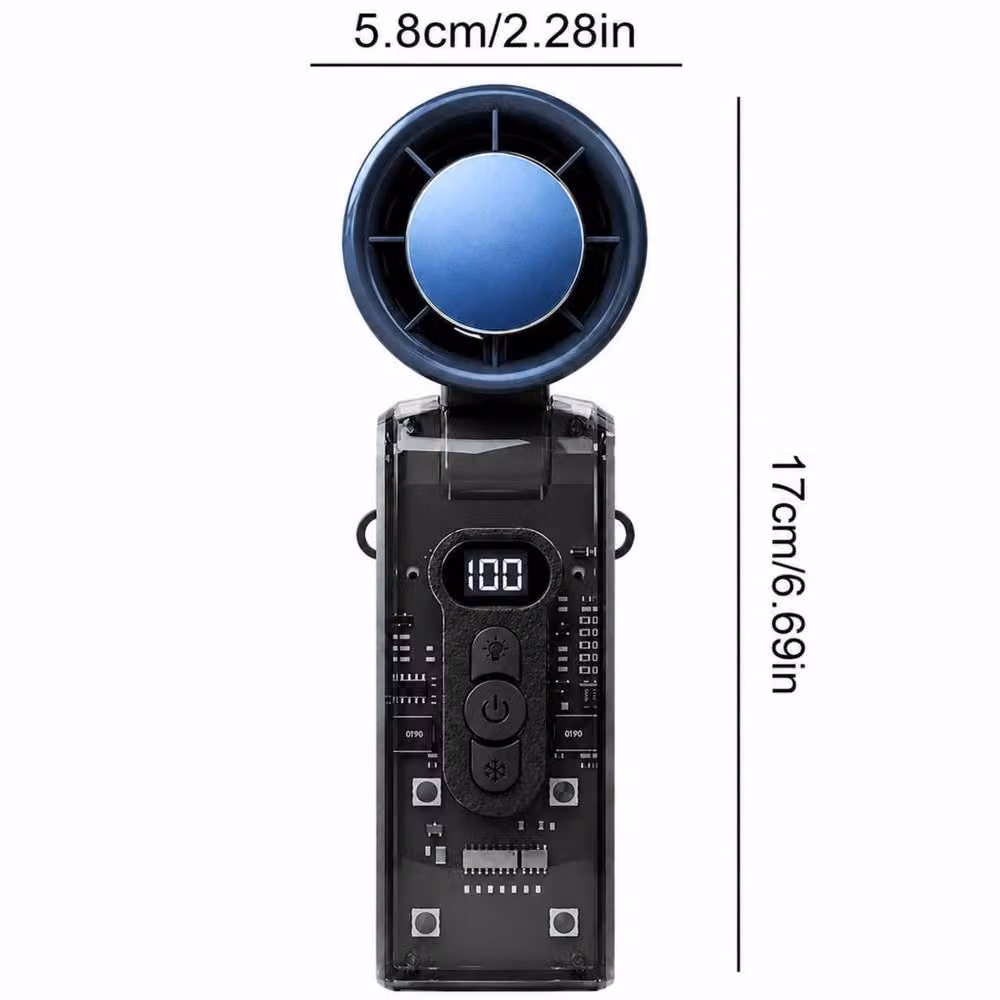 Dyzi Ice Cooling Folding Fan, USB Rechargeable, Black – 5