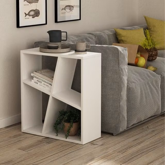 GFW Birtley Modern White MDF Shelving Unit with Back Panel